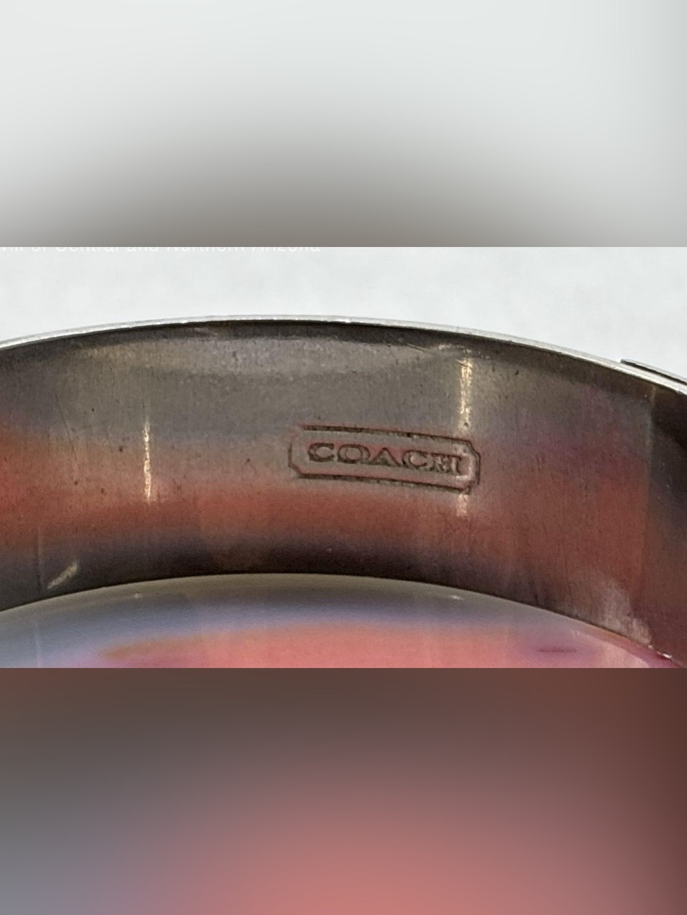 Coach Silver Enamel Bangle with Multicolor Signature Pattern - Picture 3 of 5